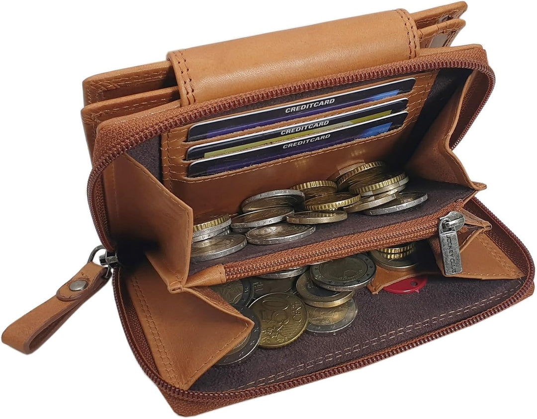 Echt Rindleder Damen Geldbörse/Geldbeutel/Portemonnaie/Geldtasche/Portmonee in Hochformat mit Schmet