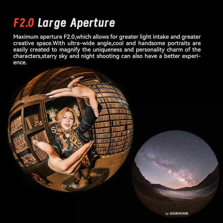 AstrHori 6.5mm F2.0 APS-C Fisheye Objektiv für Fuji X, Manueller Fokus 192° Ultraweitwinkel Objektiv