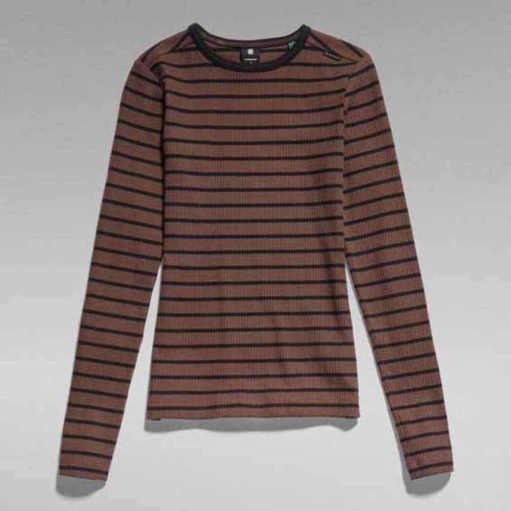 G-STAR RAW Damen Slim Rib 2.0 Stripe Top Tops XS Mehrfarben (Rain Drum/Caviar Stripe D21575-d201-d47