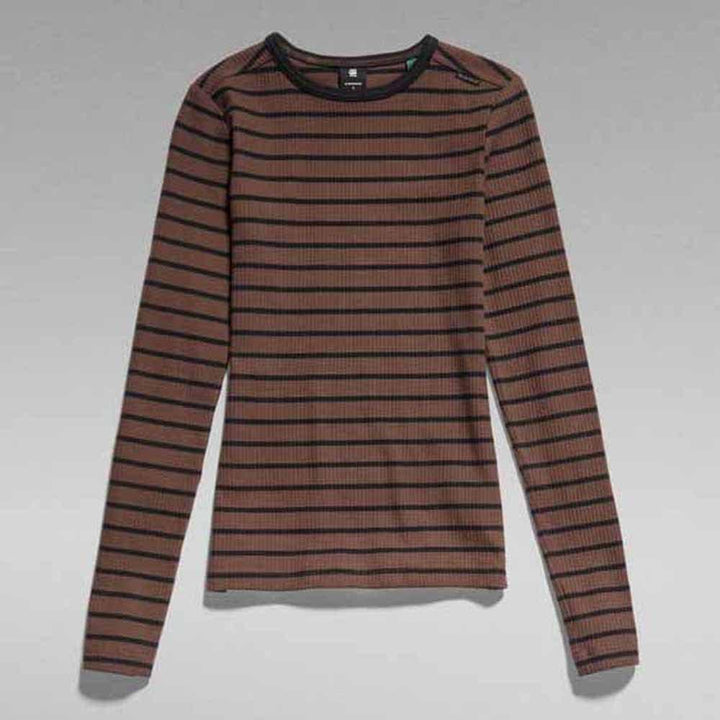 G-STAR RAW Damen Slim Rib 2.0 Stripe Top Tops XS Mehrfarben (Rain Drum/Caviar Stripe D21575-d201-d47