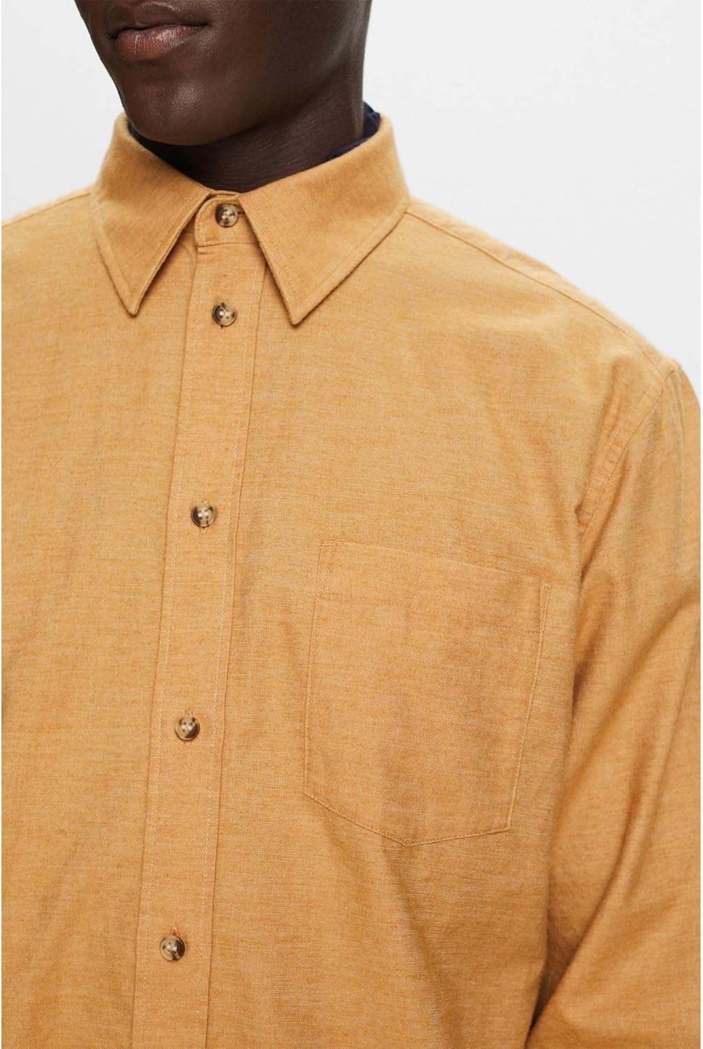 ESPRIT Hemd in melierter Optik, 100% Baumwolle S Camel, S Camel