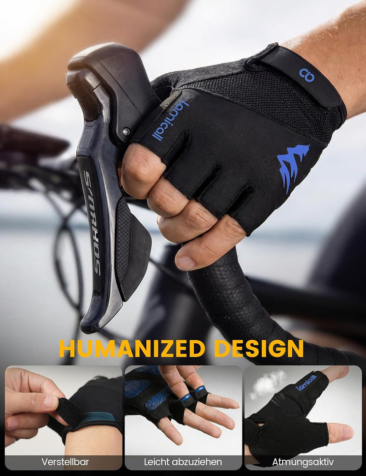Lamicall Fahrradhandschuhe Herren &amp; Damen, Fitness Handschuhe - [Stossdämpfend &amp; Atmungsaktiv] Halbf