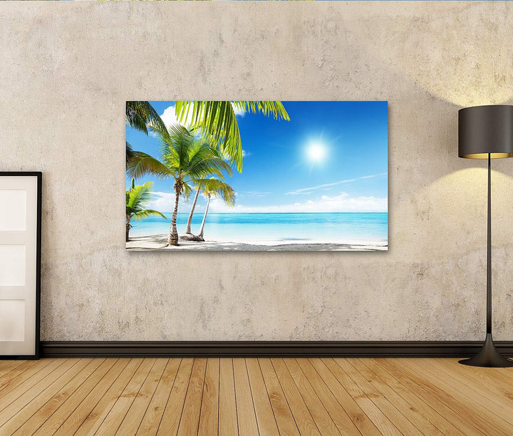 islandburner Bild auf Leinwand Karibisches Meer Und Kokosnusspalmen Bilder Wandbilder Poster Leinwan