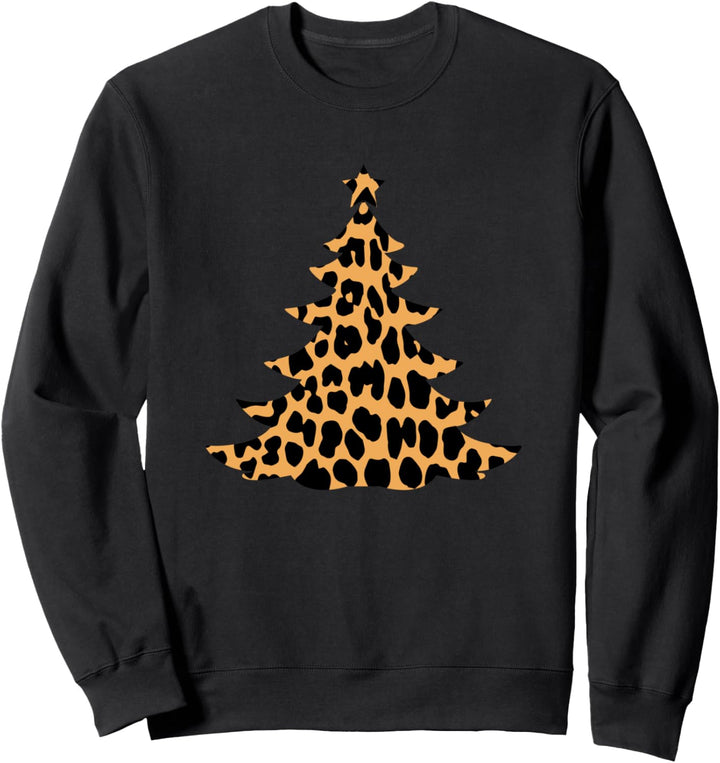 Leopard Cheetah Print Christmas Tree Cute Womens Winter Gift Sweatshirt