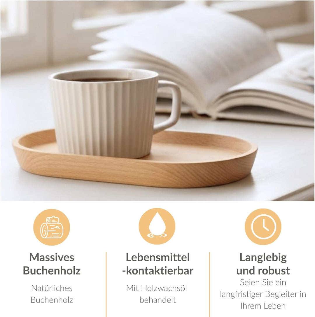 Mini Tablett Holz Kleines Serviertablett, Oval Deko holz Tablett 20x12cm, Servierteller Holztablett