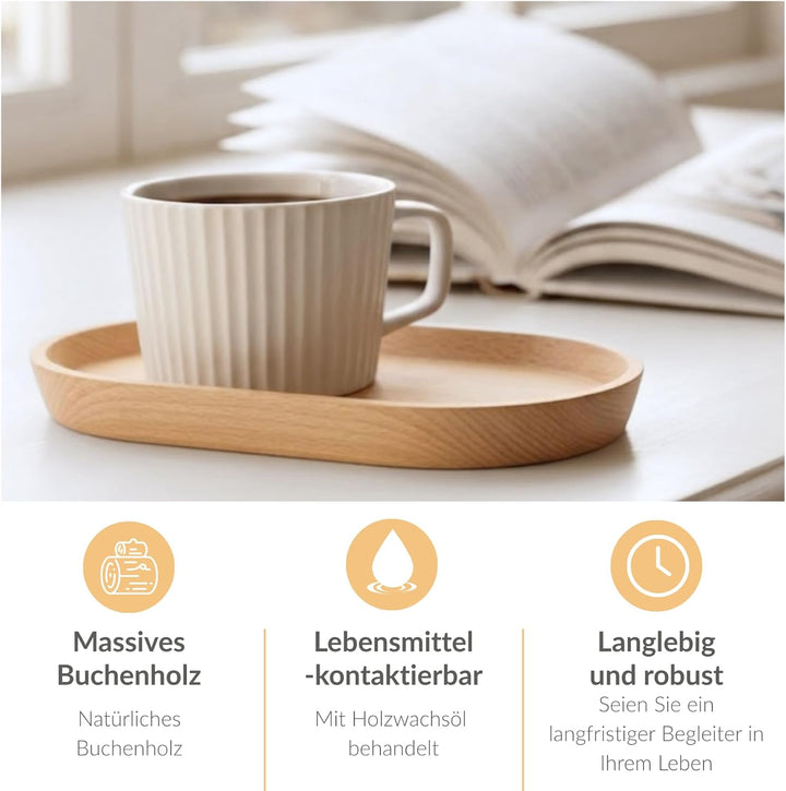 Mini Tablett Holz Kleines Serviertablett, Oval Deko holz Tablett 20x12cm, Servierteller Holztablett