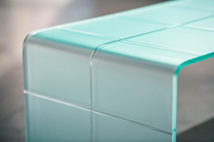 IMAGO FACTORY Audrey Couchtisch, Brücke aus satiniertem Glas, modern, Wohnzimmertisch, gross, Coucht