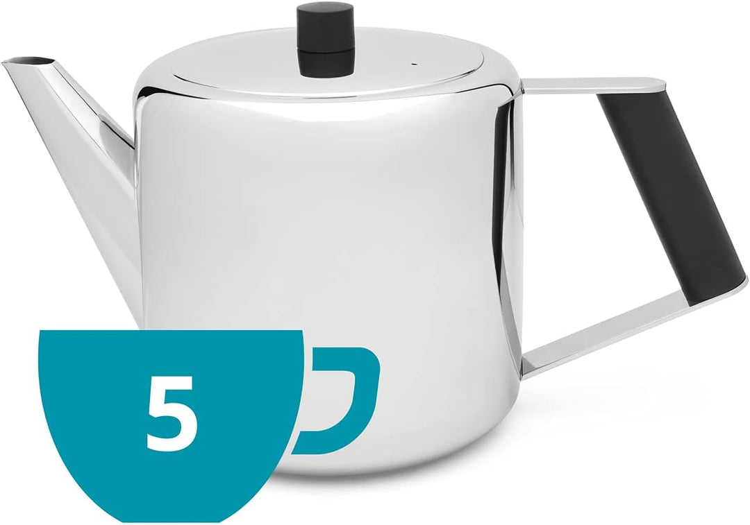 Bredemeijer glänzende doppelwandig isolierte Edelstahl Teekanne 1.1. Liter 1.1 Silber, 1.1 Silber