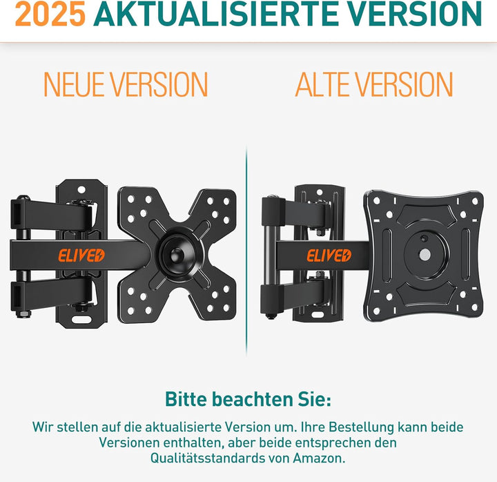 ELIVED Monitor Wandhalterung Schwenkbar Neigbar für die meisten 14-30 Zoll Bildschirme bis 15kg, Max
