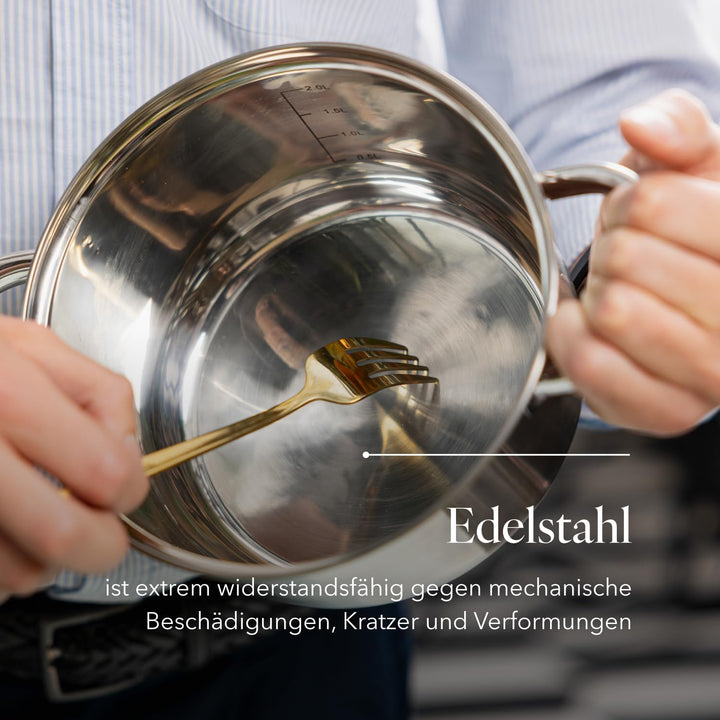 FLORINA Kochtopf Set POLPO I Kochtöpfe mit Deckel und Stieltopf I Messbecher, Ausgiess | Spülmaschin