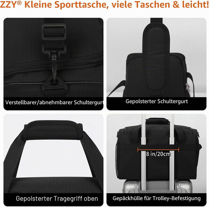 ZZY 20L Sporttasche Klein, Trainingstasche Gym Bag 40x20x25cm, Kleine Fitnesstasche & Weekender für