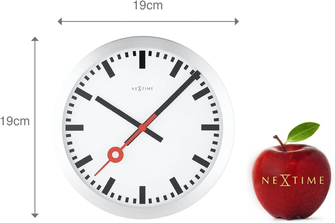 NeXtime 3999ST Wanduhr Bahnhofsuhr STATION, lautlos, rund, ø 35 cm, 34.8 x 4.5 cm 34.8 x 4.5 cm Silb