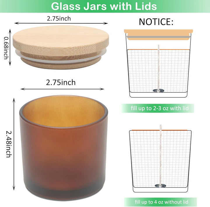 MILIVIXAY 20 Stück 118 ml Milchglas-Bernstein-Kerzengläser mit Deckeln und Kerzenherstellungs-Kits –