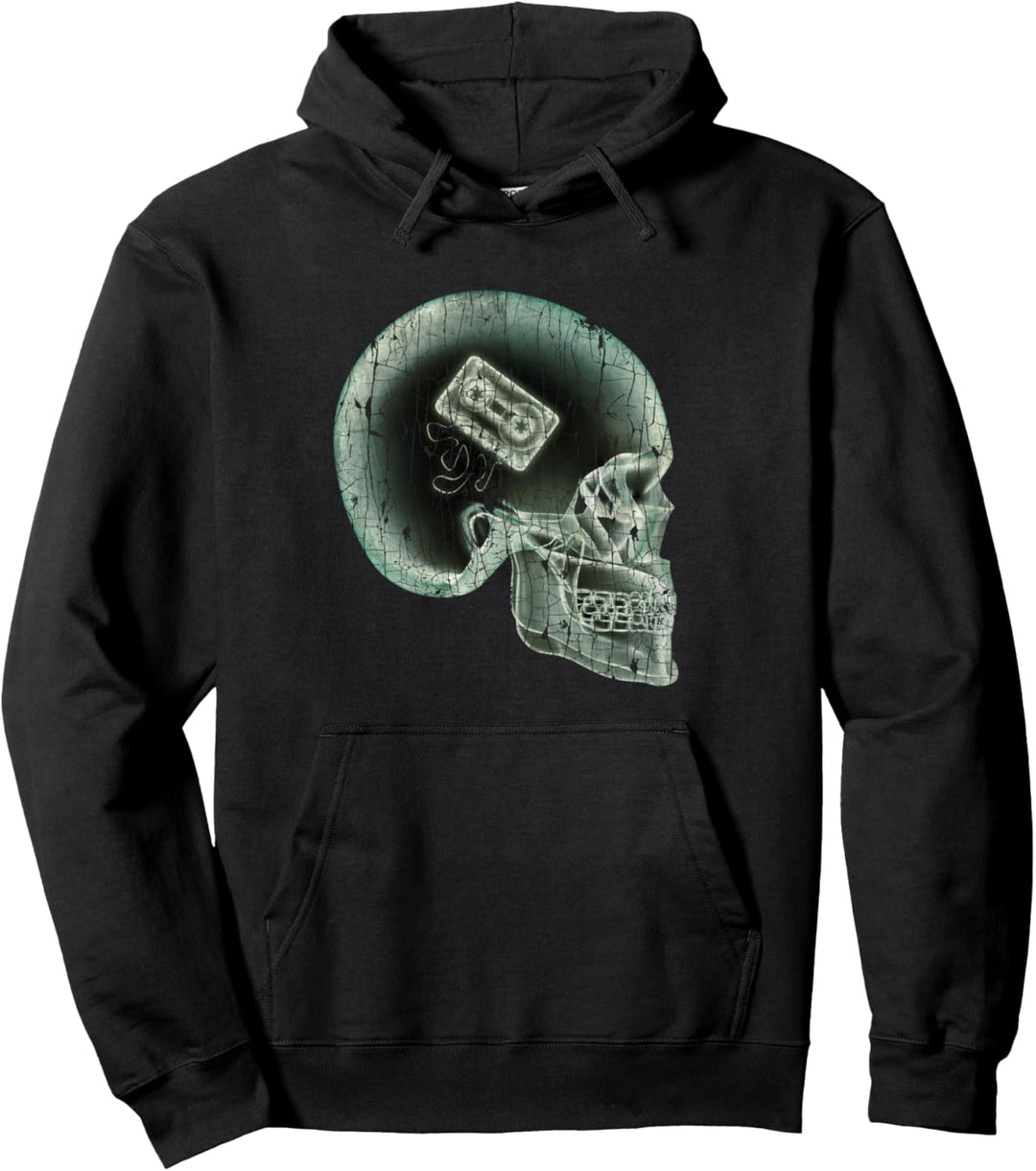 Retro Music Lover Audio Kassette Tape Mixtape Scull X-Ray Pullover Hoodie