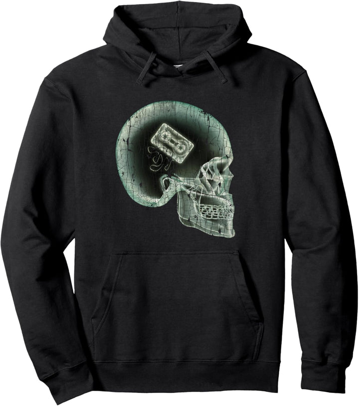 Retro Music Lover Audio Kassette Tape Mixtape Scull X-Ray Pullover Hoodie