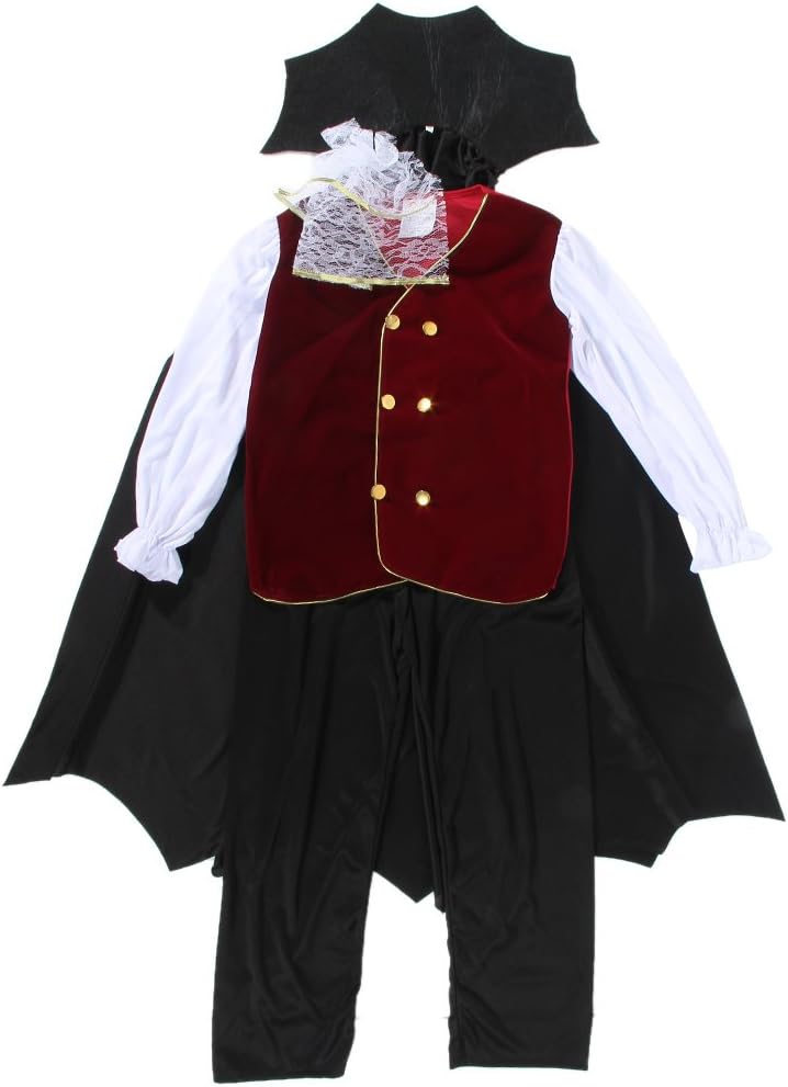 Generic Jungen Kinder Vampir Halloween Kostüm Gothic Classic Cosplay w/ Vampirzähne und Sichel 4-6 J