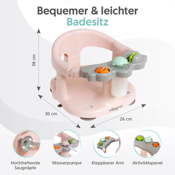 Interbaby - Badewannensitz Baby | Anti-Rutsch-Saugnapf-Befestigung | Bequemer, Sicherer, Ergonomisch