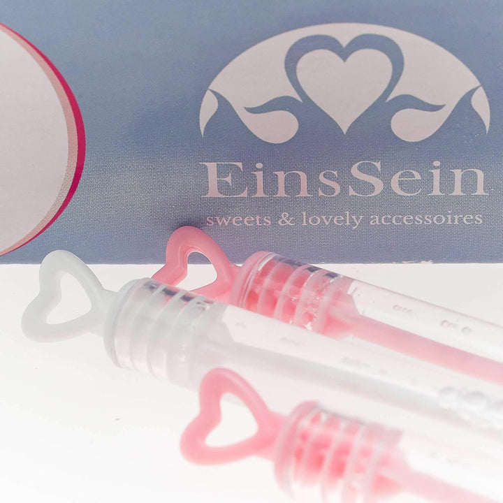 EinsSein 96x Seifenblasen Hochzeit Herzgläschen Box Weiss-rosa - Gastgeschenke für die Hochzeit Tauf