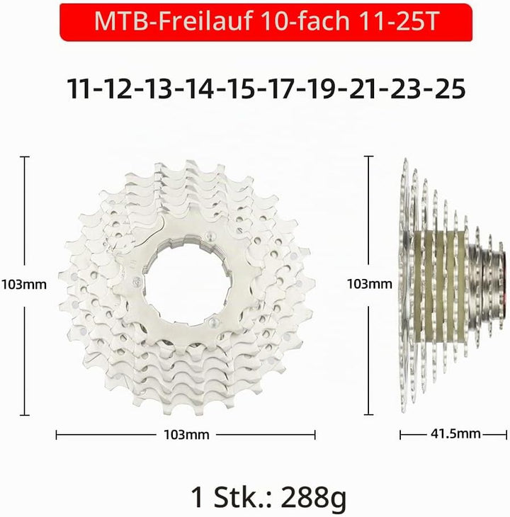 CYSKY 10 Fach Kassette 11-25T/11-28T/11-32T/11-36T/11-40T/11-42T Kassette passend für Mountainbike,
