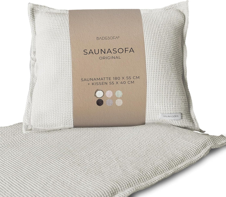 SAUNASOFA Premium Sauna-Matte & Sauna-Kissen Set in Nature | Hitzebeständige Saunamatte zum Liegen a