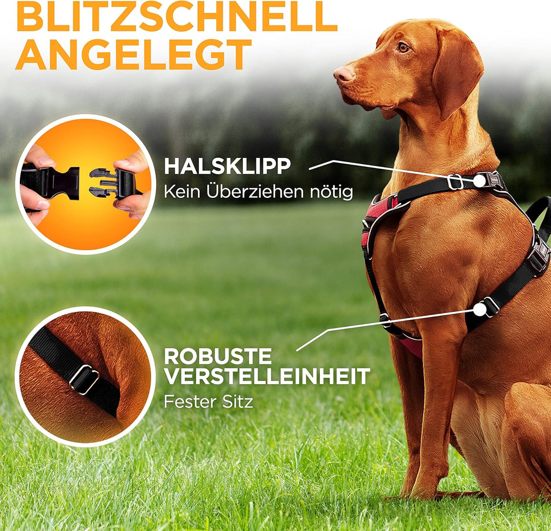 Hundegeschirr - Reflektierendes Hundegeschirr für kleine bis grosse Hunde - Anti Zug Hundegeschirr g