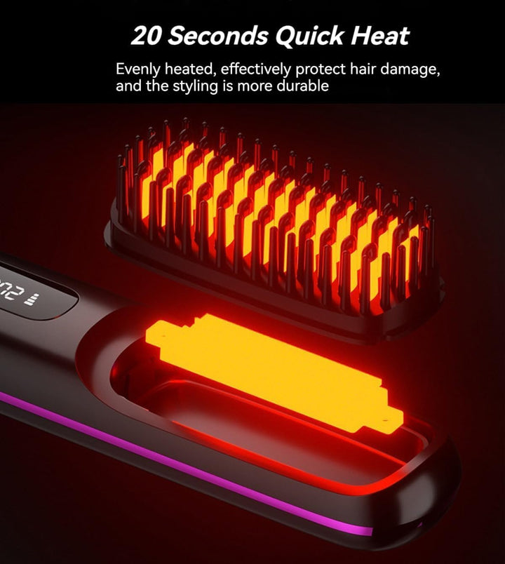 Kabellose Glätteisenbürste, BellaBrush Pro H-air S-traightener Bürste, 2 in 1 Negative Ionen Hai-r G