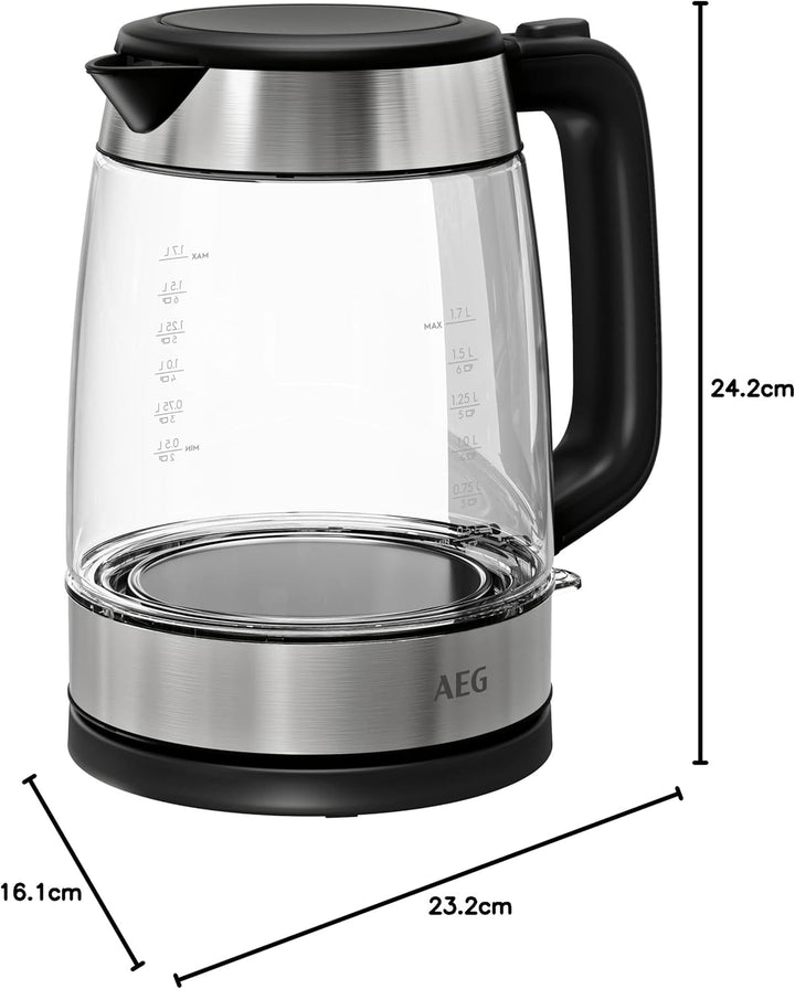 AEG GK4-1-4GB Wasserkocher / 2200 Watt / 1,7 l / entnehmbarer Kalkfilter / Wasserstandsanzeige mit L