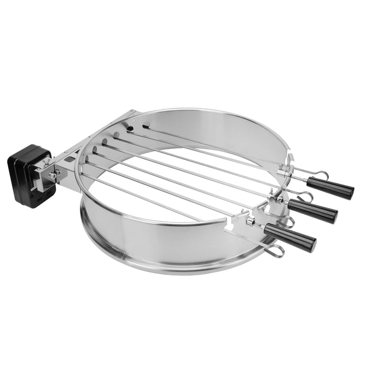 Onlyfire Edelstahl Spiessdreher Drehspiess Set mit Motor für Weber 57 cm Kugelgrill, Grillspiess-Auf