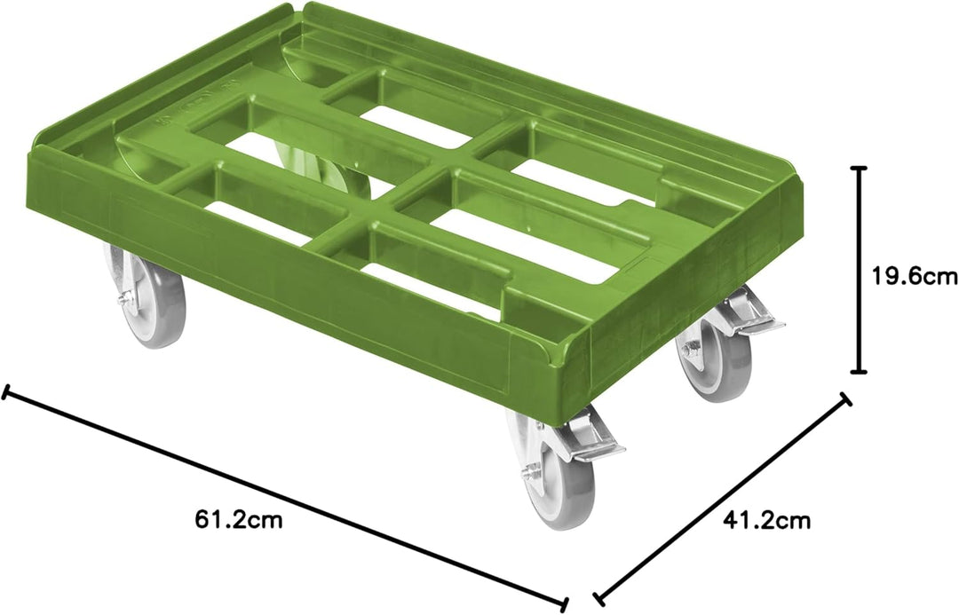 5 Stück Transportroller für Kisten 60 x 40 cm mit 2 Bremsen in grün