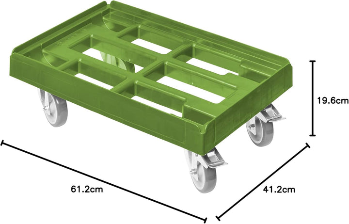 5 Stück Transportroller für Kisten 60 x 40 cm mit 2 Bremsen in grün