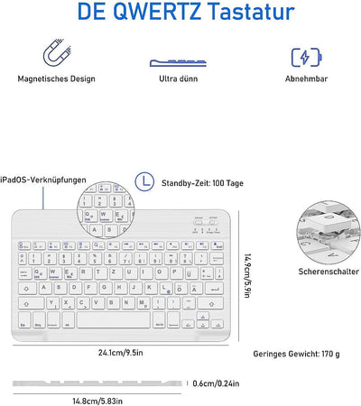 FOGARI Tastatur Hülle für iPad Air 6 11 Zoll M2 2024 | Tastatur für iPad Air 5/Air 4 10.9''| Tastatu