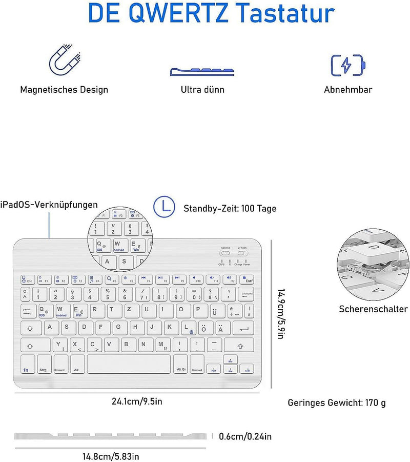 FOGARI Tastatur Hülle für iPad Air 6 11 Zoll M2 2024 | Tastatur für iPad Air 5/Air 4 10.9&