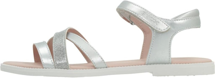 Geox Mädchen J Karly Girl Sandal 24 EU Silber, 24 EU Silber
