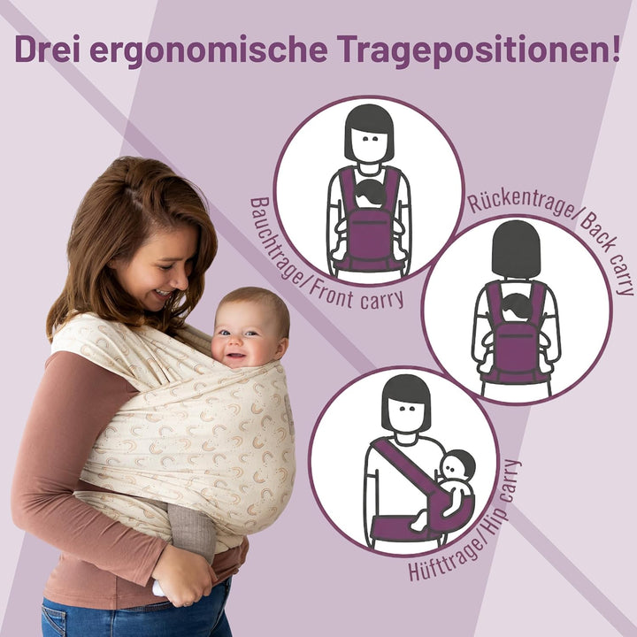 manduca Sling – elastisches Babytragetuch für Neugeborene ab 3,5 kg und Babys bis 15 kg – stabiles T