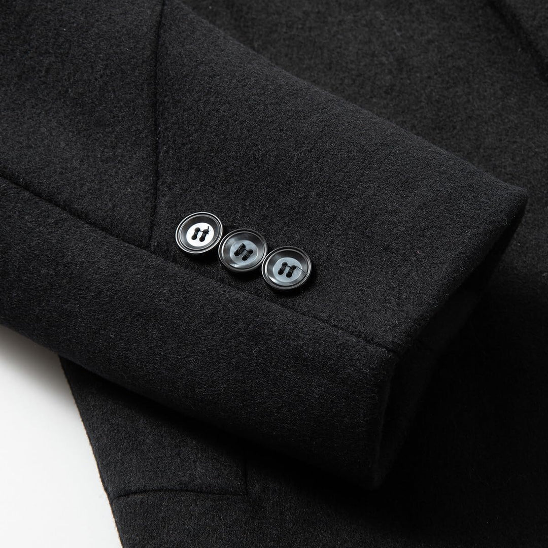 Sliktaa Herren Wollmantel dicker Trenchcoat mittlerer Länge Mantel Kerbe Kragen warmer Mantel Herren