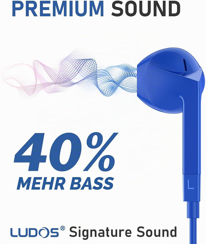 LUDOS FEROX USB C Kopfhörer, 5 Jahre Garantie für iPhone 16 15 Pro Max Plus Samsung Galaxy S24 S23 U
