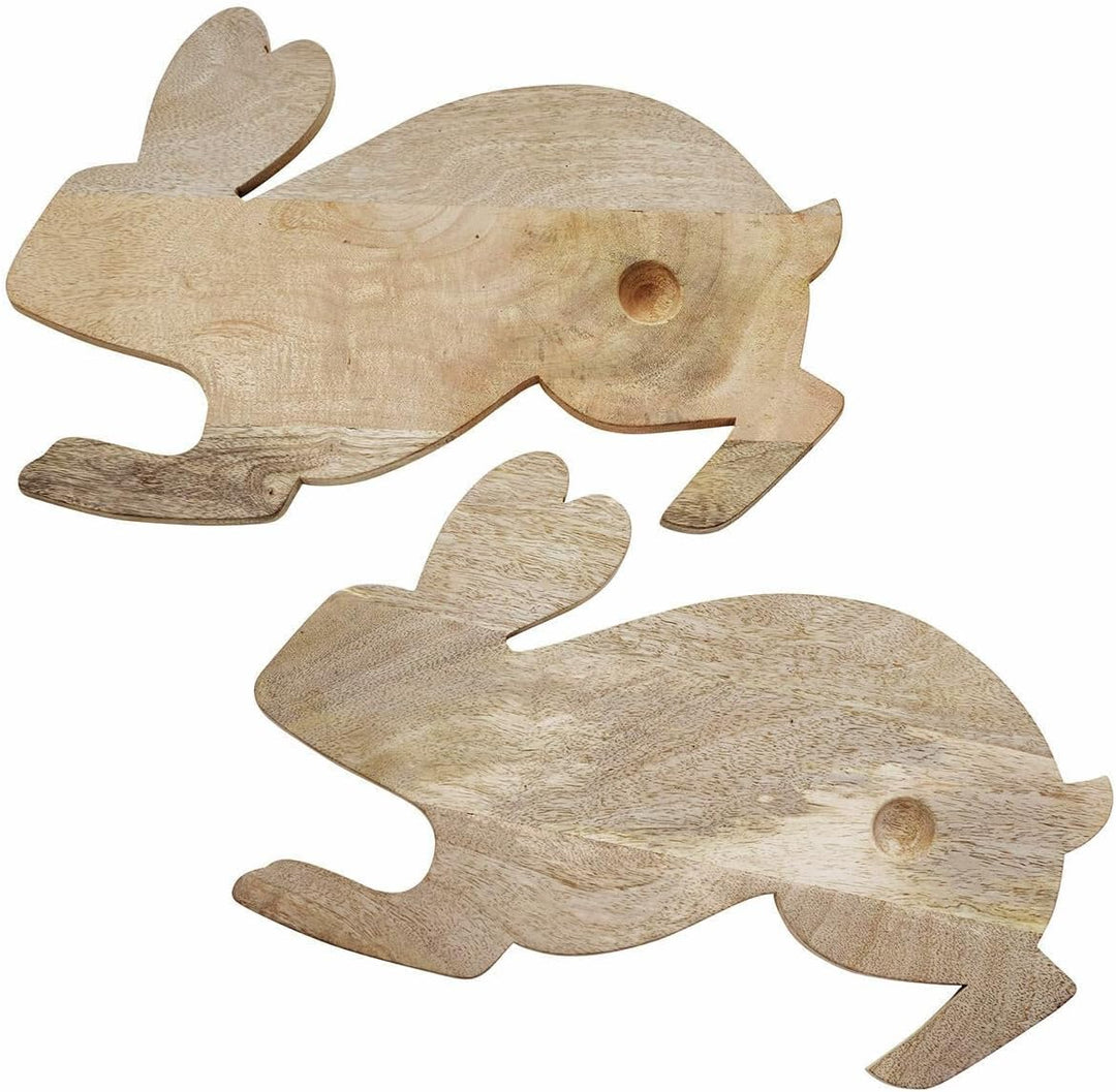 LOBERON Frühstücksbrett 2er Set Doraline, Niedliche Hasenform, Integrierte Eimulde, Tischaccessoires