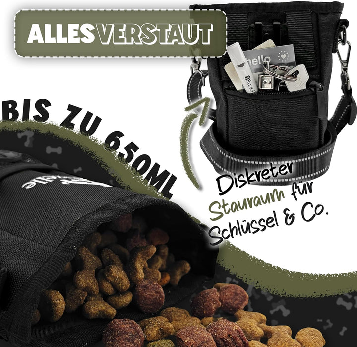 SnackKeeper Multifunktion, Leckerlibeutel Magnetverschluss, Futtertasche 650ml Trockenfutter, Snackb