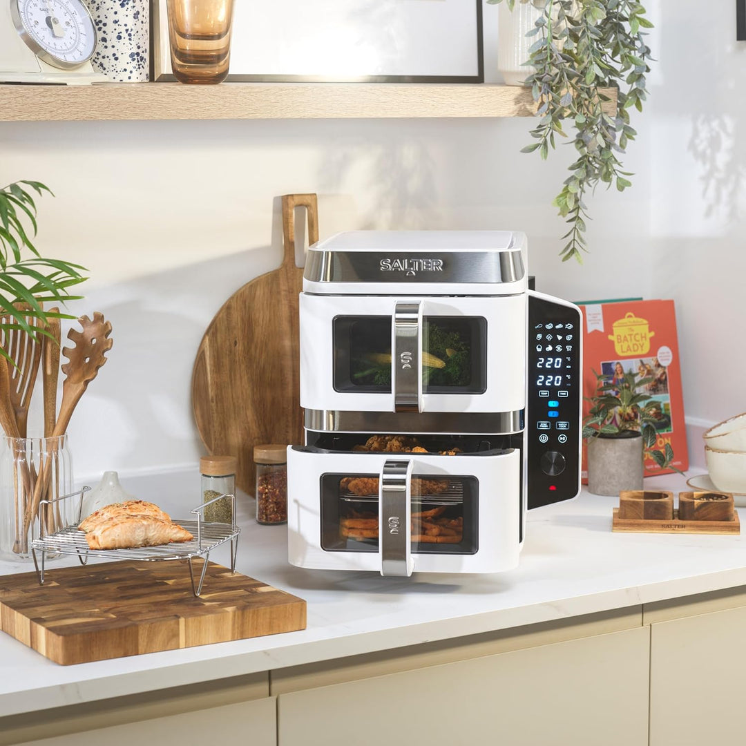 Salter VertiCook View Air Fryer - Vertikale Doppelschublade, Kochen auf 4 Ebenen, XL 9L Kapazität -
