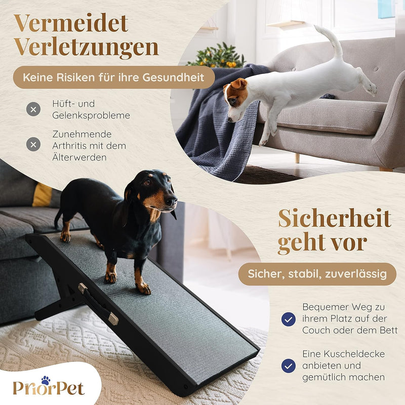 Hunderampe - Hundetreppe für kleine Hunde und grosse Hunde - Einstellbar 18-53 cm - Für Bett Sofa -