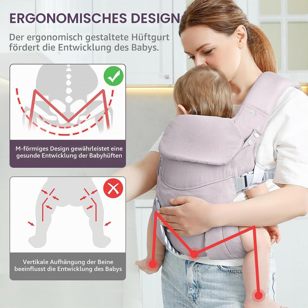 Viedouce Babytrage Neugeborene ab Geburt, Ergonomische Baby Trage Baumwolle Tragegurt mit Kopstütze