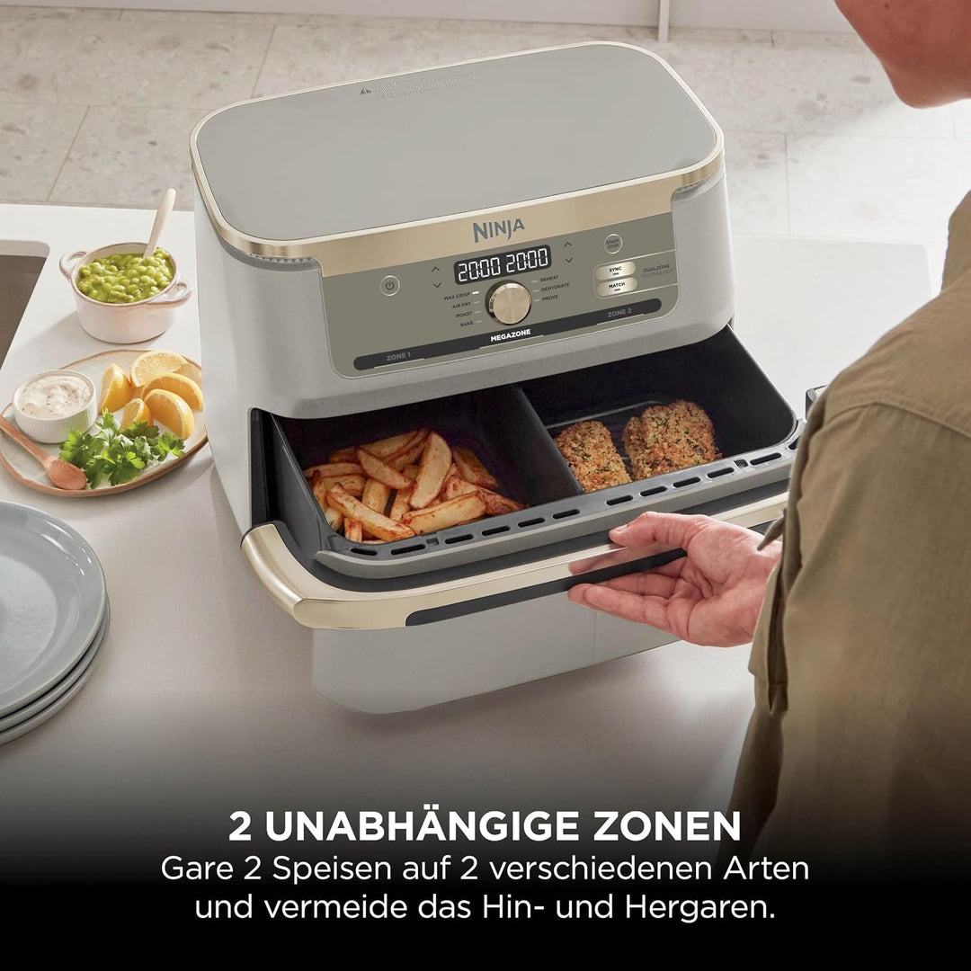 Ninja Foodi FlexDrawer Heissluftfritteuse, Dual Zone, verwandelt sich in MegaZone, 10,4 L, Dual Zone