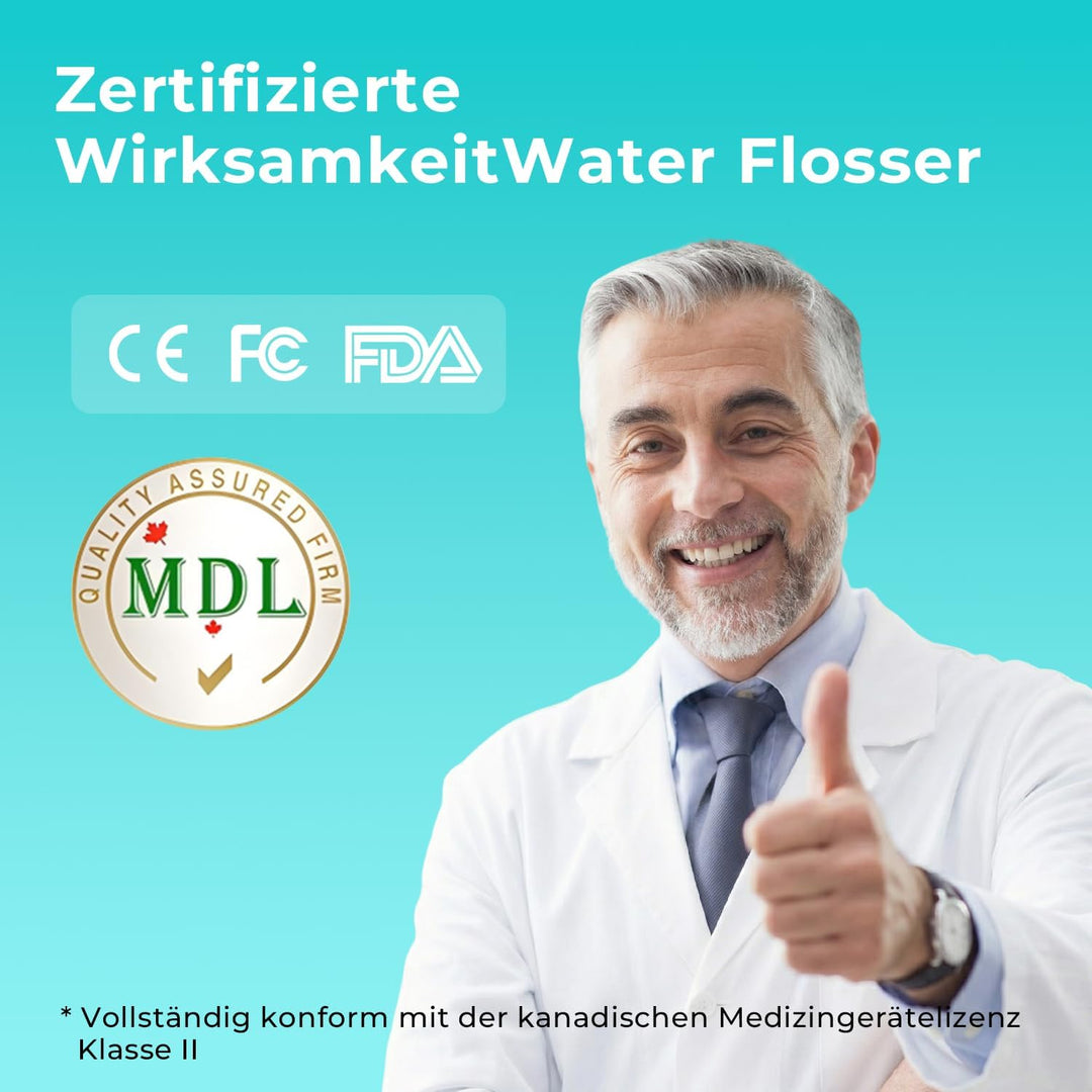 Bezvoi Munddusche Kabellos Water Flosser Zahnreinigung : LED-Anzeige 5 Modi Zahndusche &amp; 6 Düsen, IP