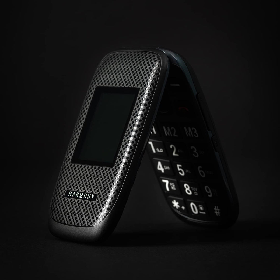 SPC Harmony - Mobiltelefon mit Klappdeckel für Senioren mit grossen Ziffern und Buchstaben, Doppelte