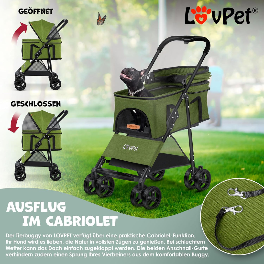 LOVPET® Hundewagen 2in1 Hundebuggy Hundebox Transporttasche Faltbar klappbar bis 20kg Haustiere Bugg