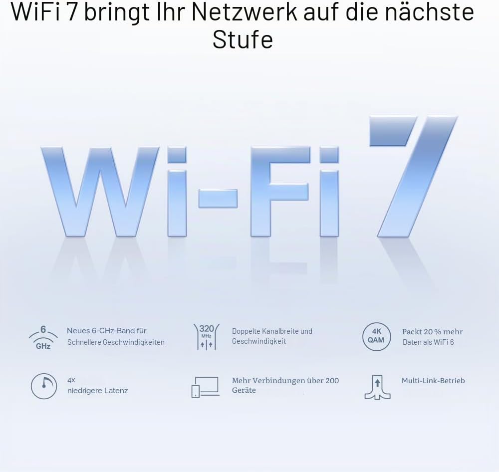 【Neues Wi-Fi7】 Mercusys Halo H47BE(2-er Pack) - BE9300 Tri-Band Wi-Fi Mesh 7, bis zu 9,3 Gbit/s, Rei