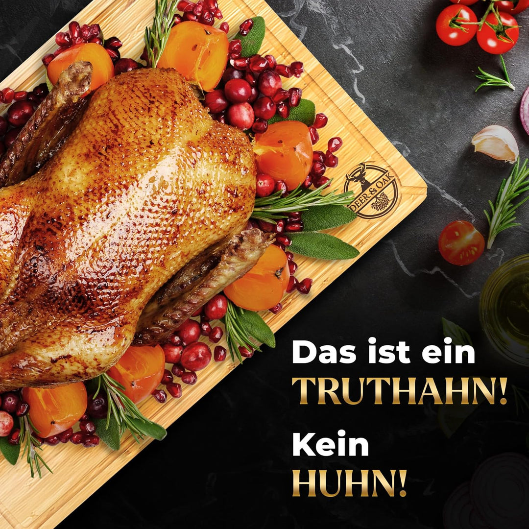 Deer & Oak Schneidebrett Holz XXXL 60 x 40 x 3,2cm Premium Holzbrett Küche, 60cm Bambus Schneidebret