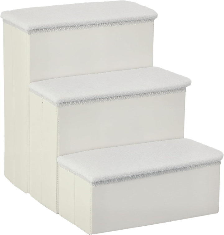 PawHut Haustiertreppe Katzentreppe Hundetreppe Faltbar 3 Stufen Tiertreppe mit Stauraum für Katzen u