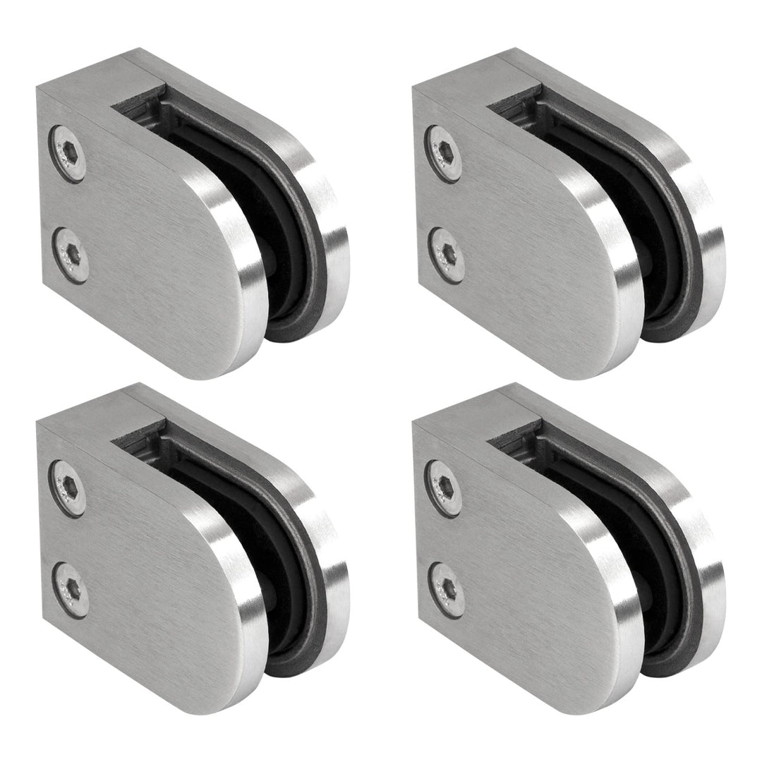 PRIOstahl Glashalter 4 Stück Glasklemmen Klemmhalter Glasplattenhalter 63 x 45 x 26-28 mm mit Sicher