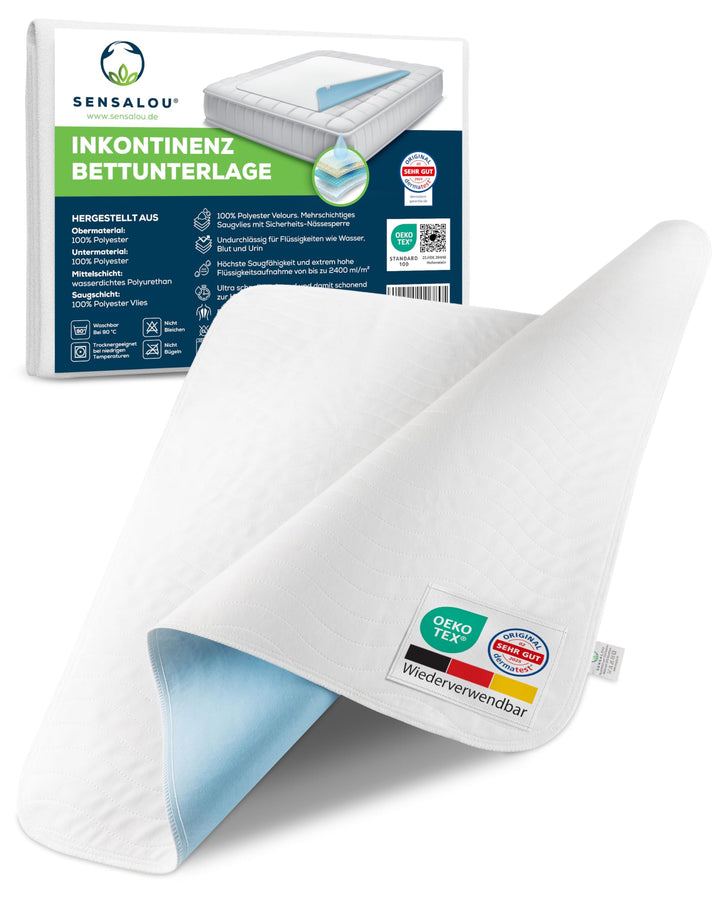 Sensalou Matratzen Auflage 70x100 cm - 2 Stück wasserdicht, waschbar - Inkontinenz Matratzenschutz U